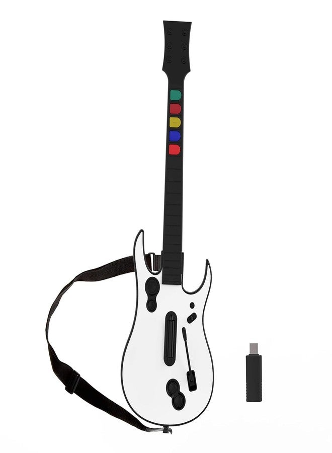 NBCP Guitar Hero Guitar, Wireless PC Guitar Hero Controller for PlayStation 3 PS3 with Dongle for Clone Hero, Rock Band Guitar Hero Games White - Image 1